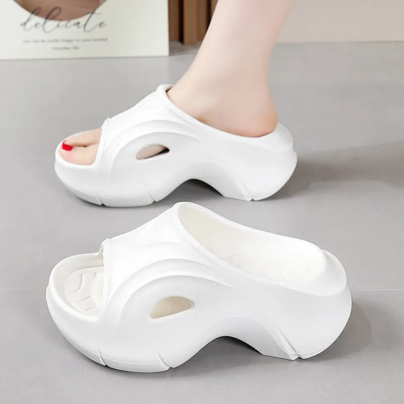 Women's thick-soled EVA beach slippers in three colour options