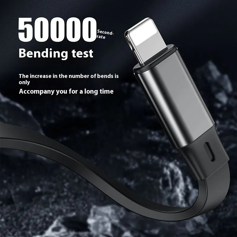 Three-in-one telescopic data cable 100W super fast charge Mini USB TPE+ABS grey black