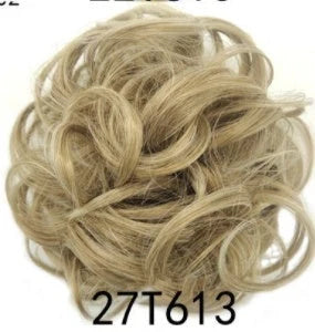 Synthetic wavy curly messy hair bun for women, 12cm diameter, high-temperature wire