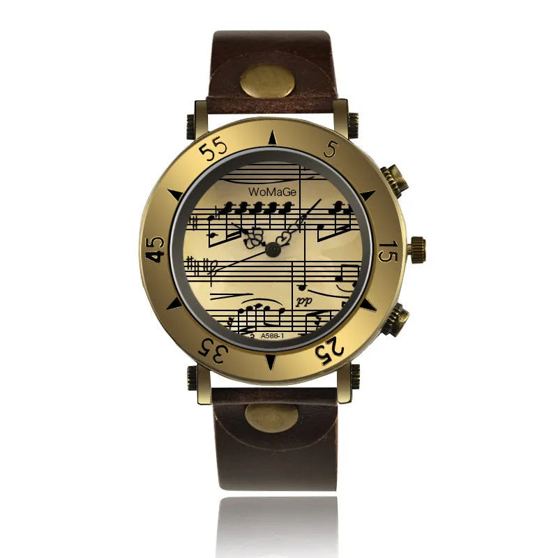 Men's music symbol watch with musical note design on dial in multiple colour options