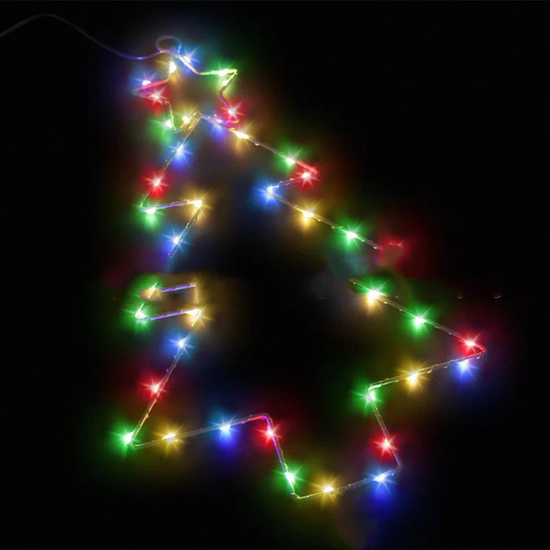 Wrought iron Christmas tree-shaped LED garland lights with white birch colour