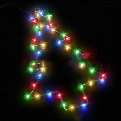 Wrought iron Christmas tree-shaped LED garland lights with white birch colour