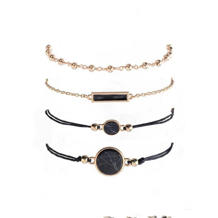 Handmade black and turquoise geometric bracelet for women