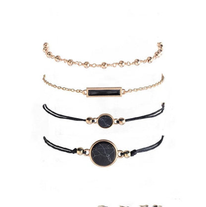 Handmade black and turquoise geometric bracelet for women