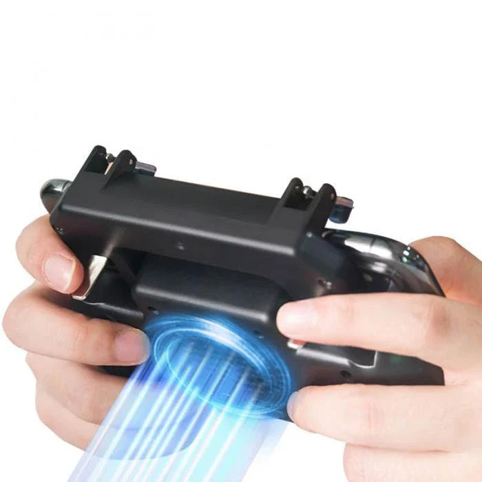 Universal smartphone game controller with mute cooling fan for enhanced gaming comfort