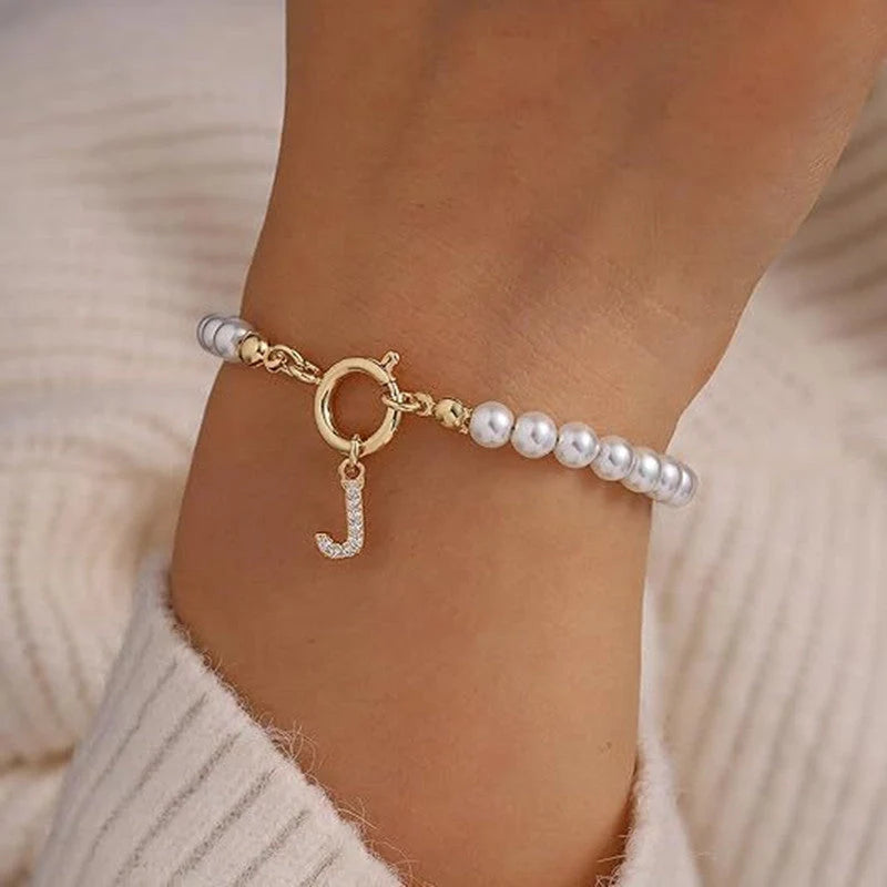 2024 personalised initial pearl bracelet for women with toggle clasp