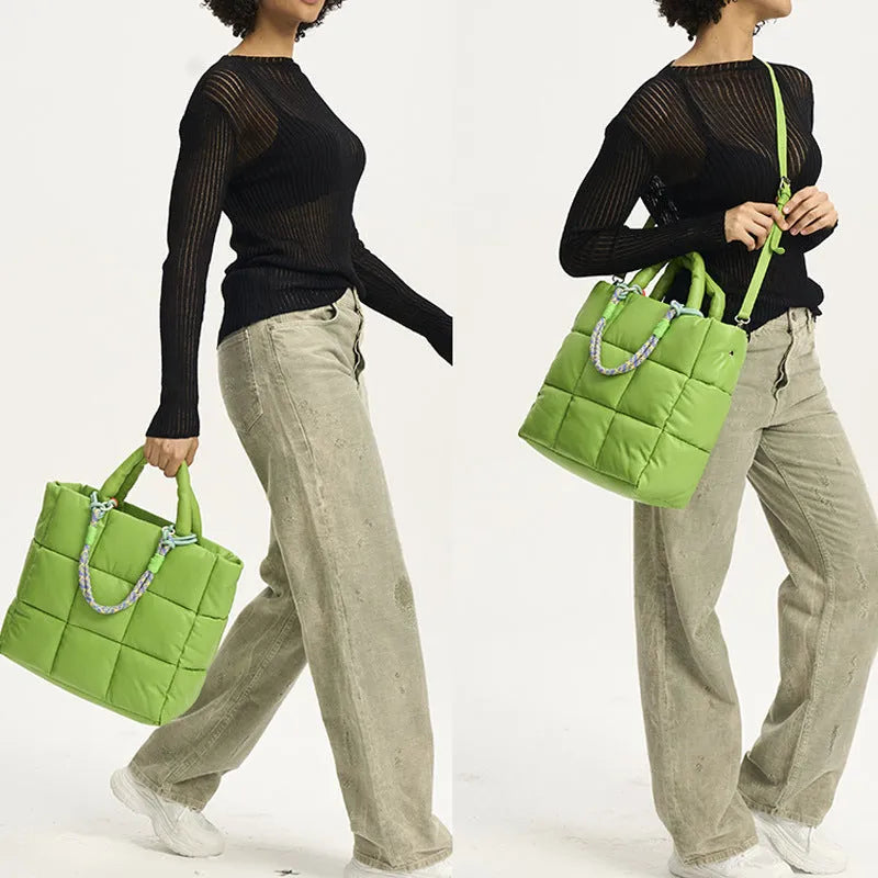 Women's PU plaid crossbody bag in cream with down shoulder strap, diamond pattern, casual style