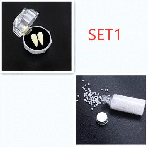 Halloween Vampire Zombie Dentures for cosplay and costume parties, available in multiple sizes