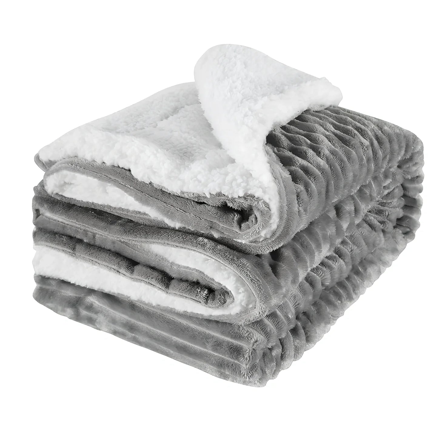 Thickened flannel polyester blanket in twist blue geometric pattern, weighing 1kg with coral fleece texture