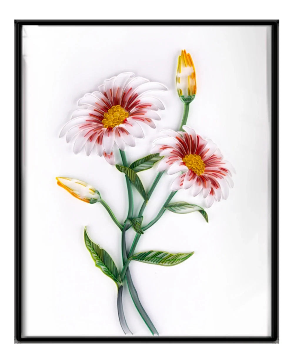 Handmade quilted paper painting craft kit with tools and variety of designs