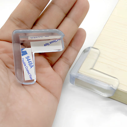 L-shaped baby silicone protective pad in soft PVC with 3M glue for table corner safety, thickened 2cm padding