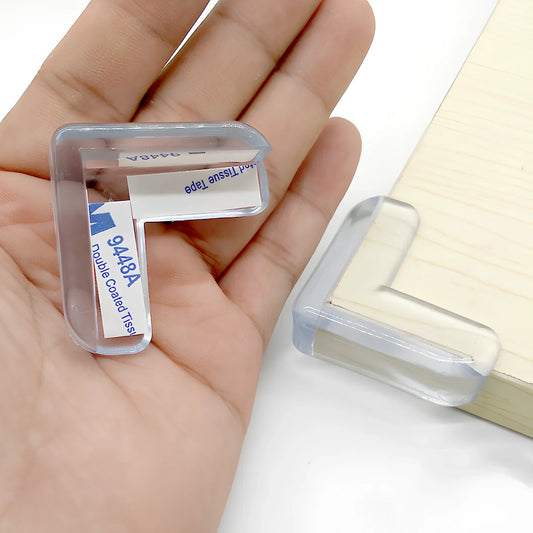 L-shaped baby silicone protective pad in soft PVC with 3M glue for table corner safety, thickened 2cm padding