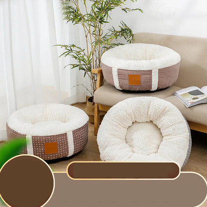 Winter lamb wool pet bed in various sizes and colors for pet warmth and comfort