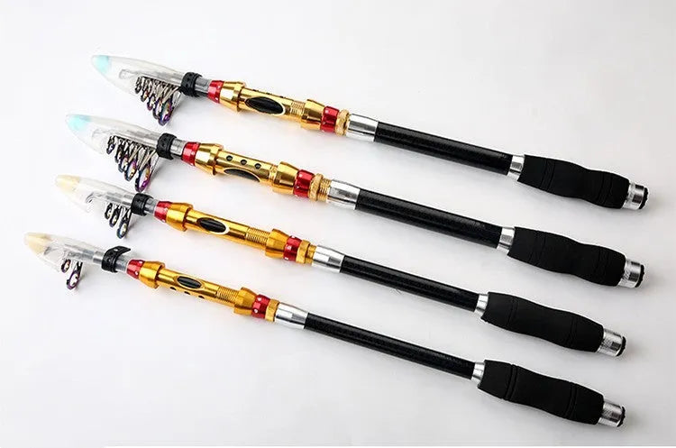 Carbon fibre telescopic spinning fishing rod with metal handle for sea fishing