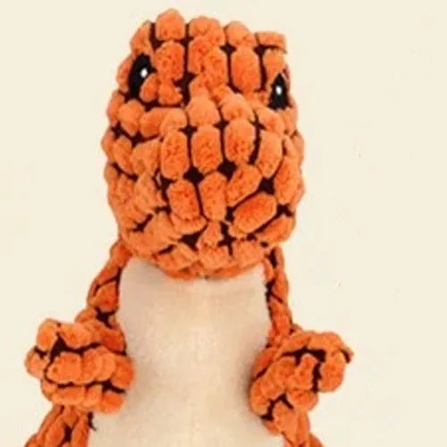 Grey green or orange dog chew toy with sound feature measuring 35cm long