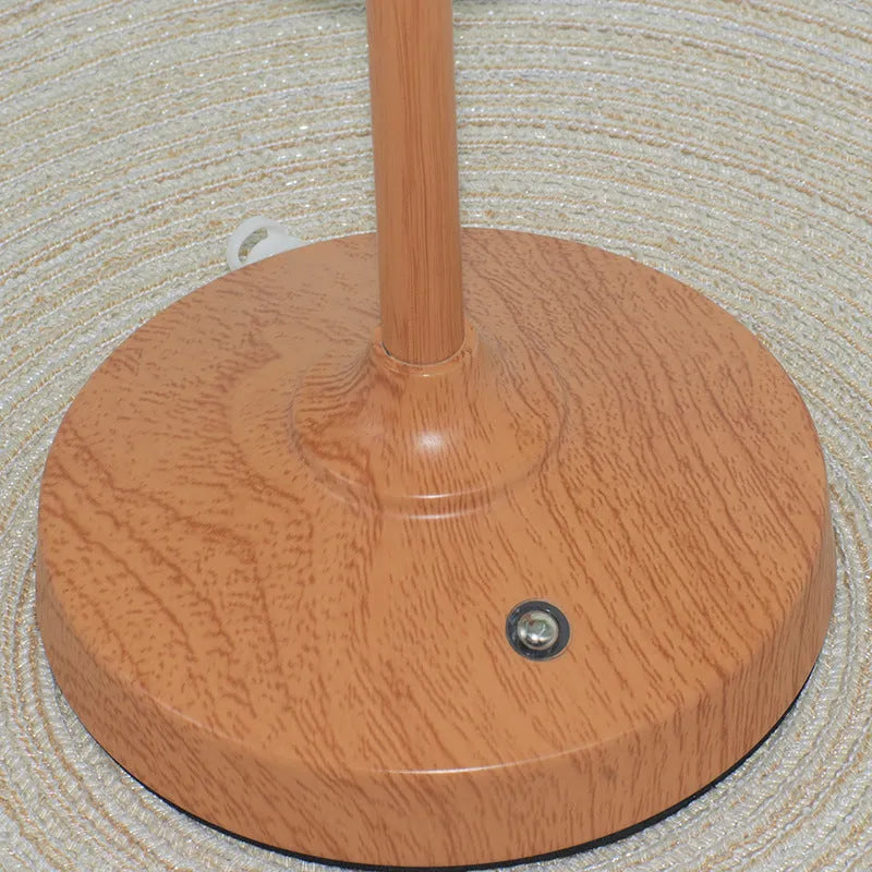 American retro charging lamp with straight rod wood colour finish and USB cable