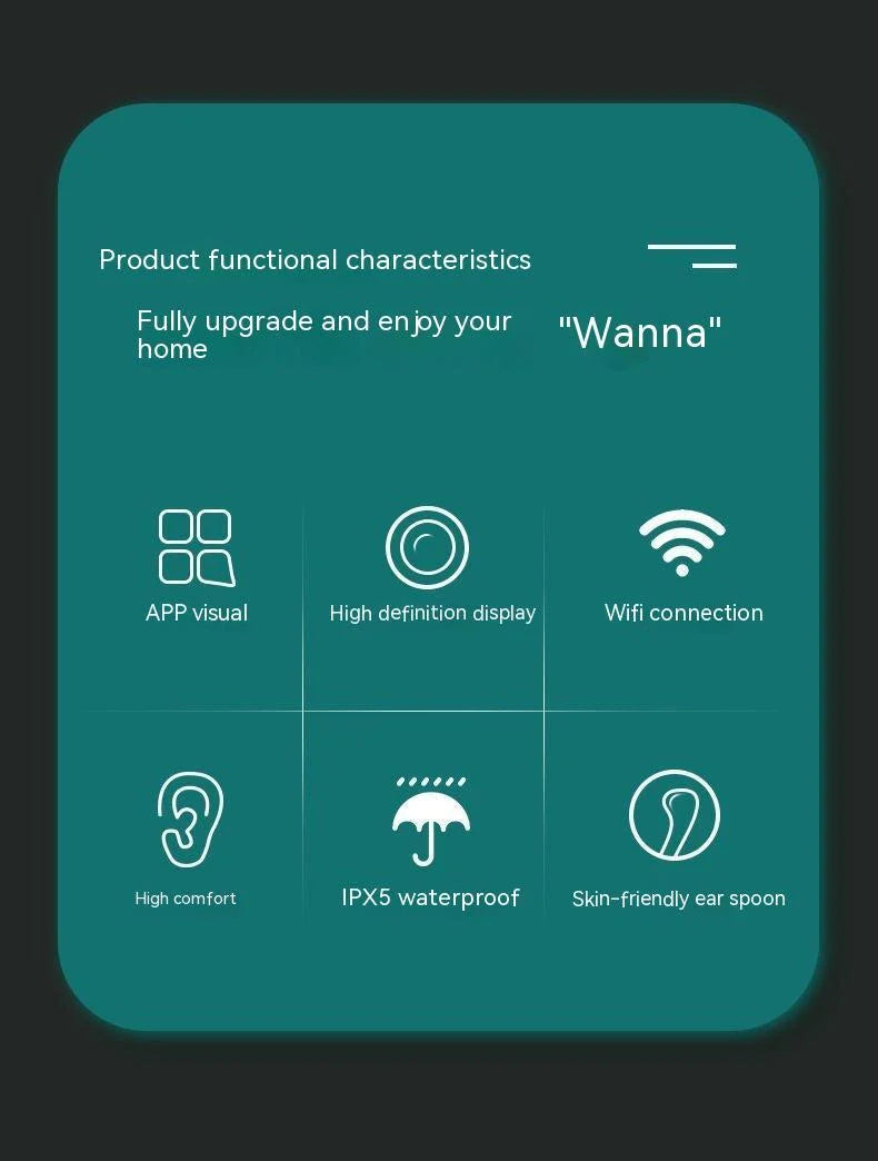 Wireless Smart HD Endoscope with luminous ear pick for clear ear cleaning