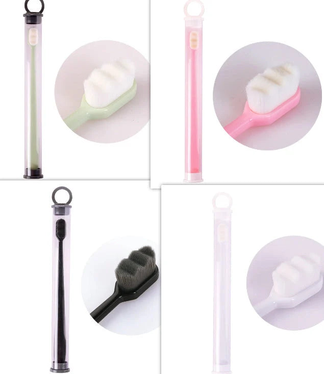 Ultra-fine nylon toothbrush with super soft 2.3cm bristles for sensitive gums