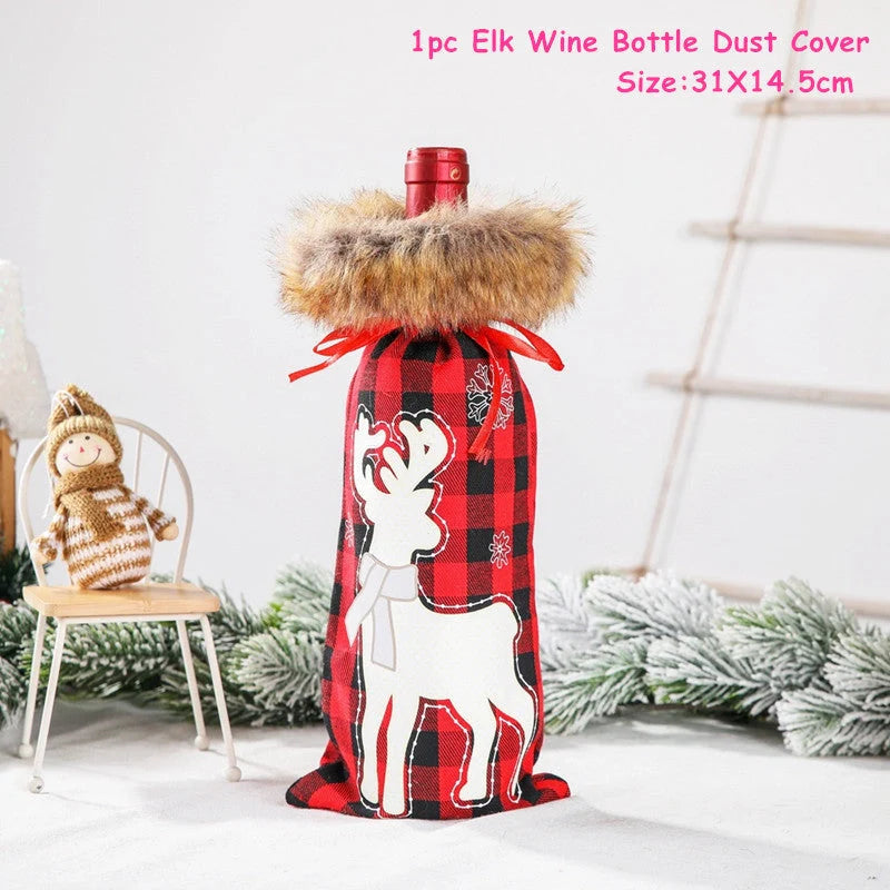Festive Christmas wine bottle socks in vibrant holiday designs