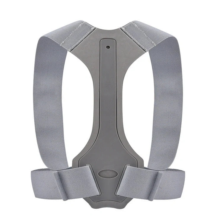 Silver back correction belt with polyester cloth and latex covering showing Velcro closure