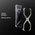 Aluminium alloy hollow frameless phone case in titanium colour for iPhone 16 Pro