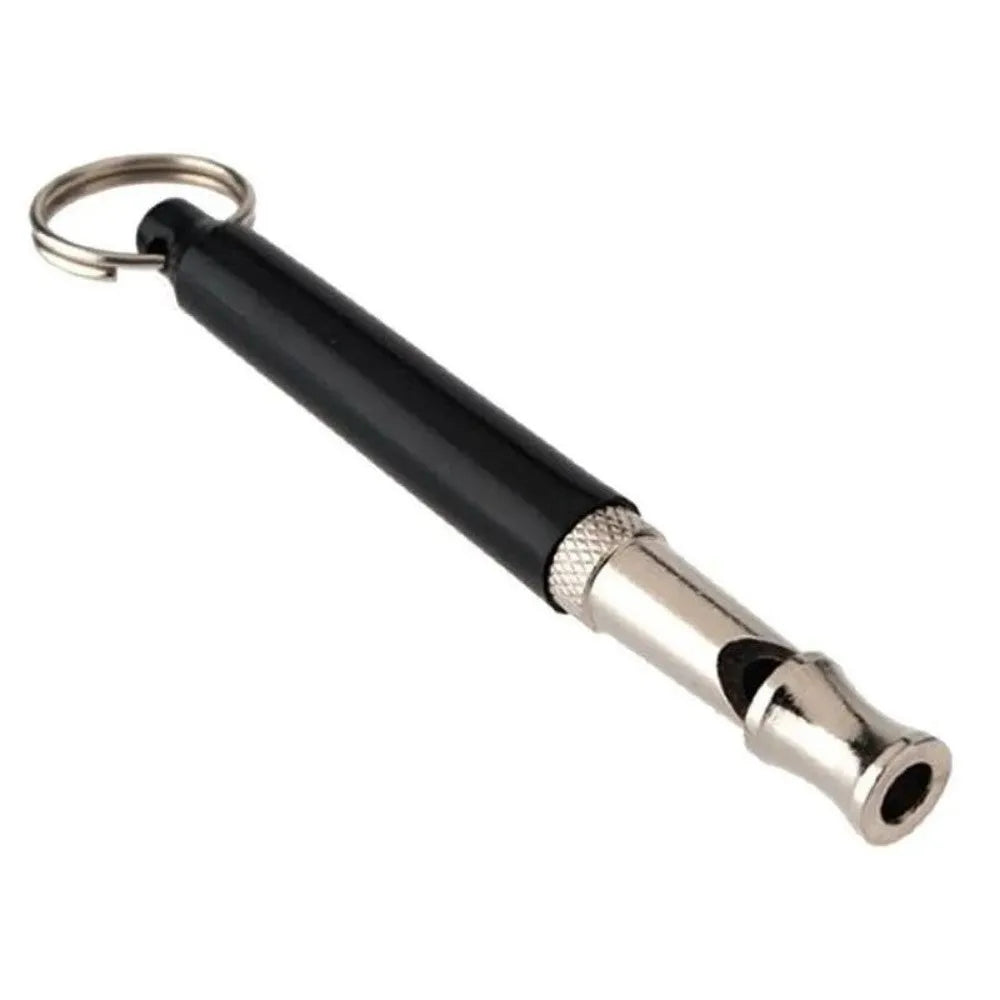Copper ultrasonic dog training whistle with keychain ring and folding cord on white background