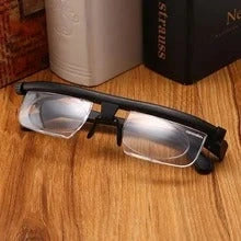 Adjustable focus sight glasses with black frame and polycarbonate lenses