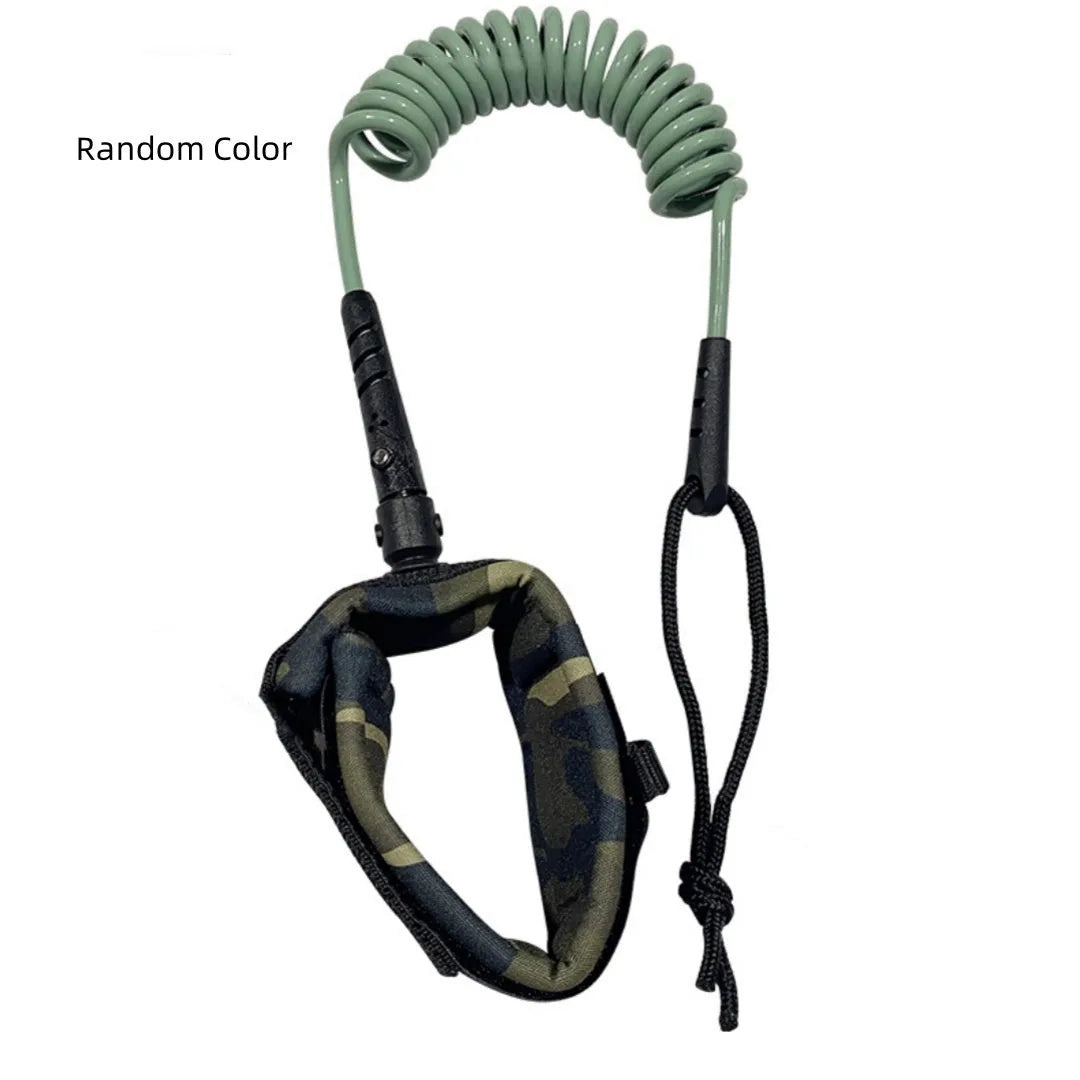 A high elastic surfboard hand holding rope, shown in a random colour, for securing boards.