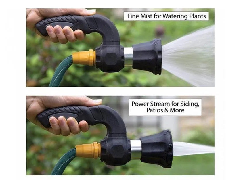 Mighty Power Hose Blaster Nozzle black with ergonomic handle and five spray settings, 23 cm length