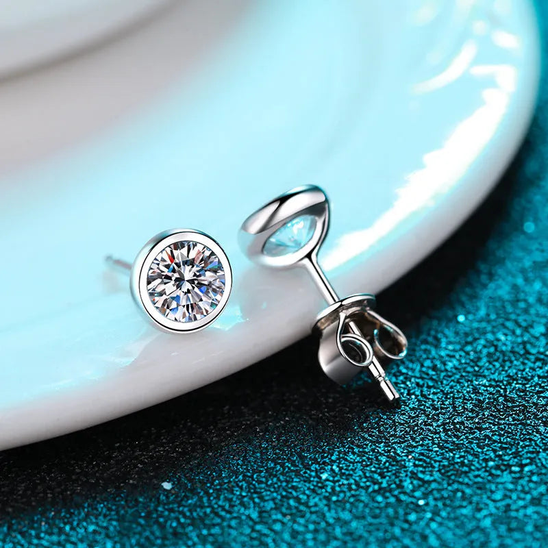 925 sterling silver Pt950 gold plated earrings with choice of moissanite or zircon stones