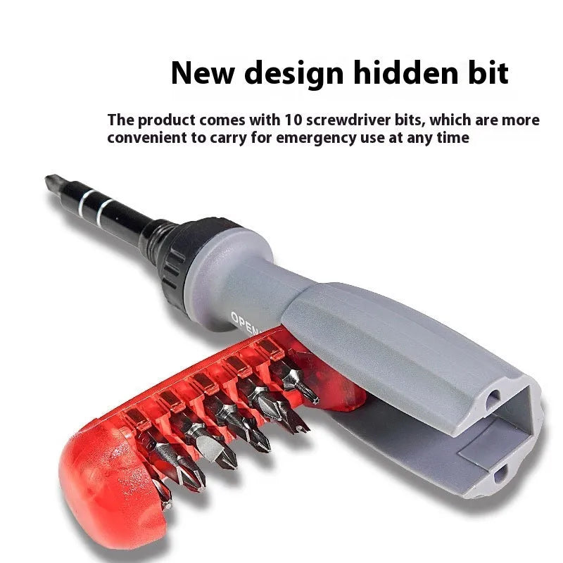 Ratchet two-way retractable screw bits set shaped screwdriver with chrome vanadium steel construction and magnetic tip