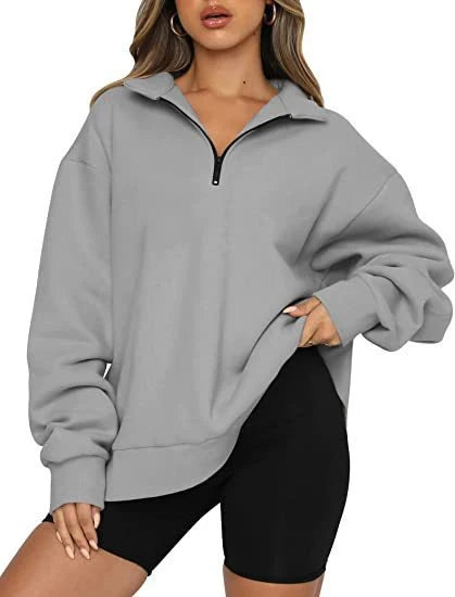 Women's zip turndown collar sweatshirt in various colours