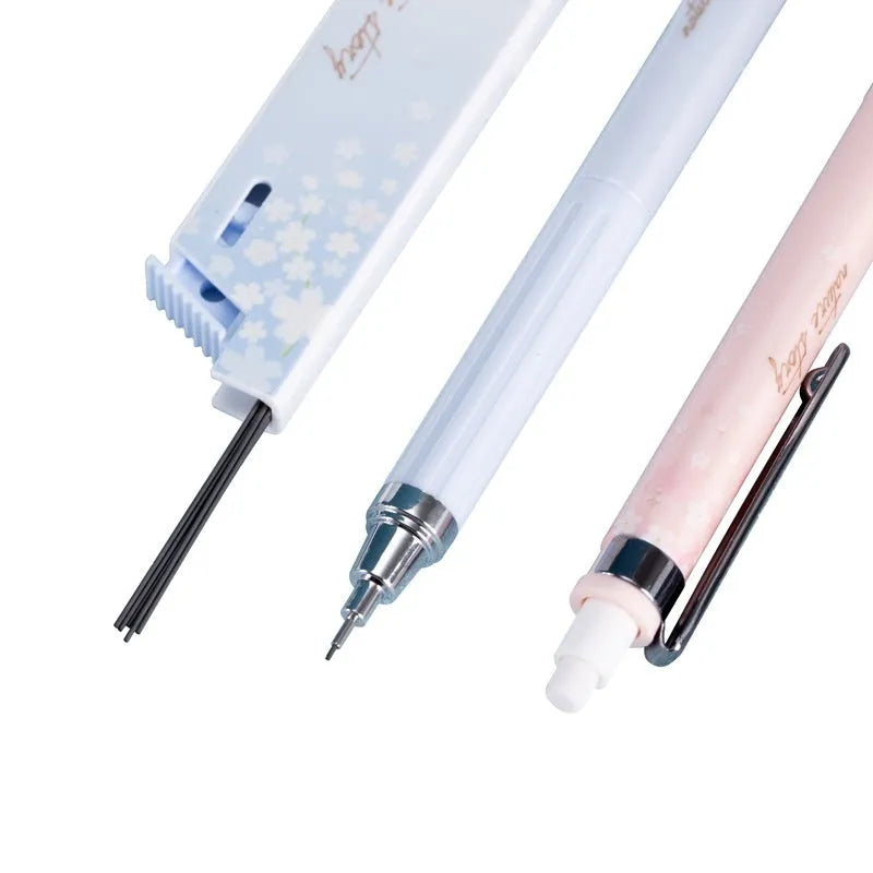 0.5mm automatic mechanical pencils with cartoon sakura design and HB refills