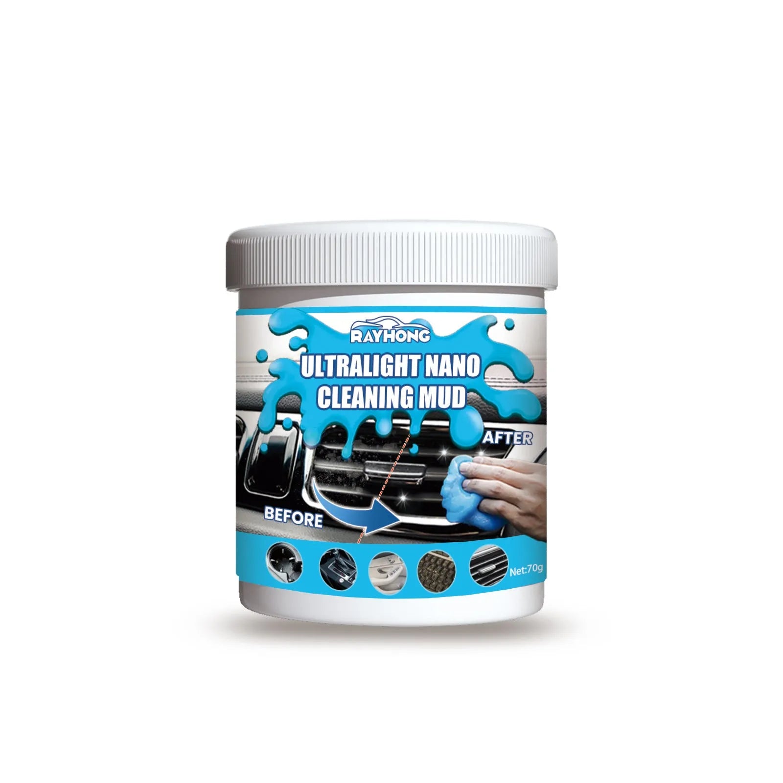 70g car cleaning soft gel adhesive for dashboard and console gap dust removal measuring 6.2x5.7cm