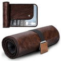 Men's black and light brown PU portable travel wash bag or buggy bag for toiletries