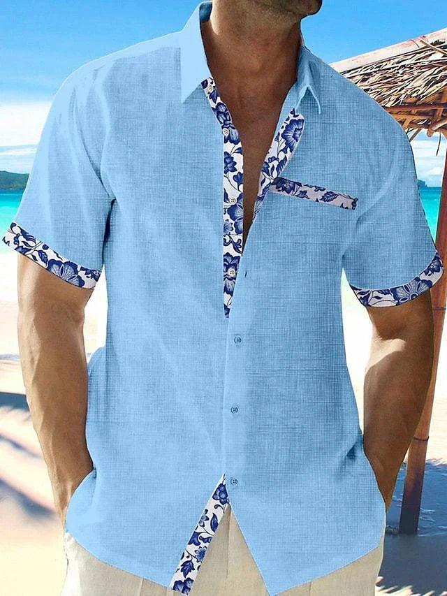 Men's casual button-down shirts in a variety of vibrant summer colors, perfect for vacation and everyday wear