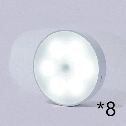 USB rechargeable motion sensor LED puck light for cabinets and night use