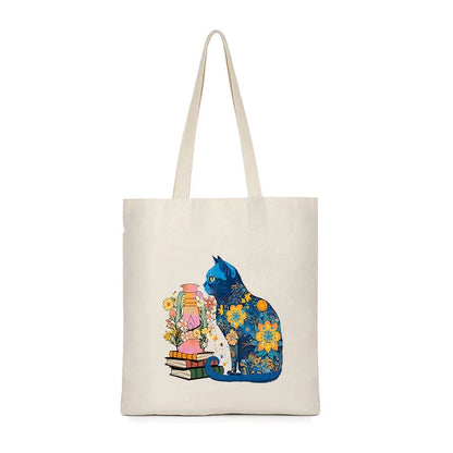 Sublimation canvas single shoulder bag with thermal transfer printing, durable and lightweight for shopping.