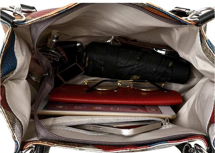 Retro geometric pattern shoulder bag for women in black and yellow