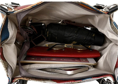 Retro geometric pattern shoulder bag for women in black and yellow