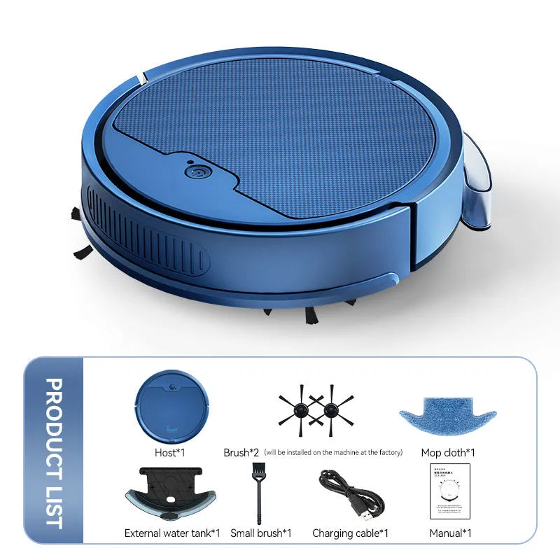 Intelligent sweeping robot in black with large water tank and planning cleaning line technology, 2000 Pa suction, app and remote control