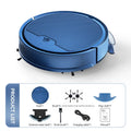Intelligent sweeping robot in black with large water tank and planning cleaning line technology, 2000 Pa suction, app and remote control