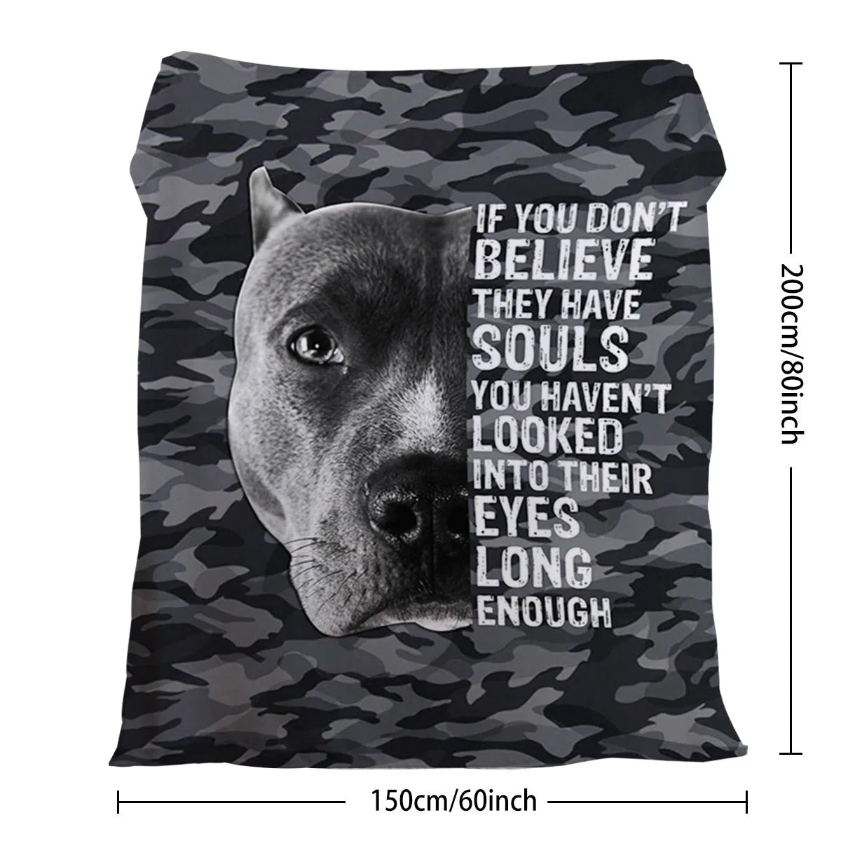 Flannel black background dog pet theme soft printed blanket folded on a sofa