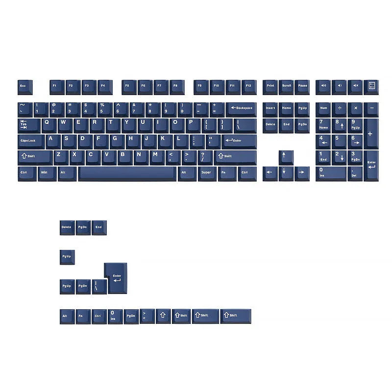PBT two-tone blue key cap set for mechanical keyboards, sculpted profile, full layout