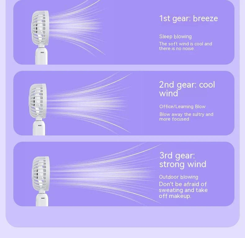 Portable 2-in-1 handheld fan with fast charging capability in vibrant colors