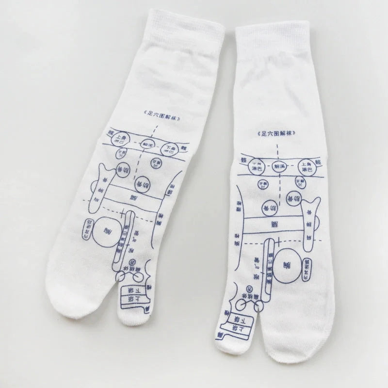 Acupressure foot massager socks with reflexology charts for enhanced therapy