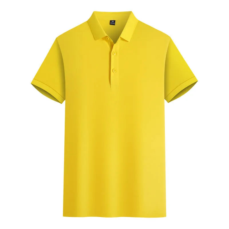 Mercerised cotton polo embroidered summer T-shirt in short sleeve with slit hem, available in multiple colours