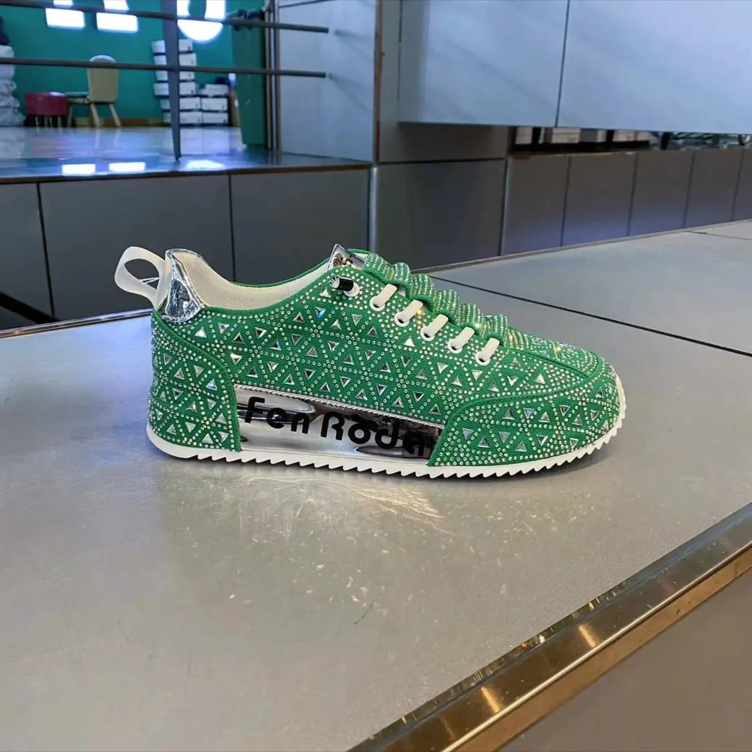 Men's slip-on breathable sneakers with mixed material upper and thick rubber sole, available in white, green, black, and orange