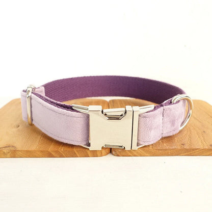 MUTTCO light purple thick velvet pet traction set with collar, leash, and belt