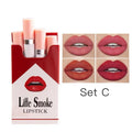 Matte mist lipstick set with four colours in semi suede texture, 10mm×80mm sticks